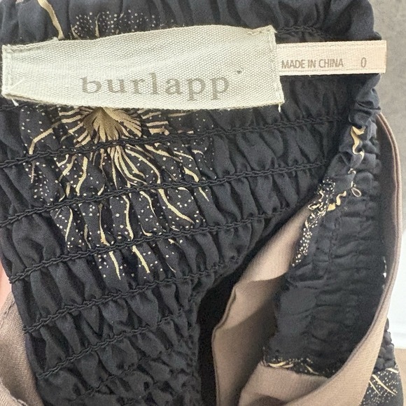 Burlapp Anthropologie Silk Dandelion Wish Black Brown Dress Womens Size 0 - Picture 8 of 9